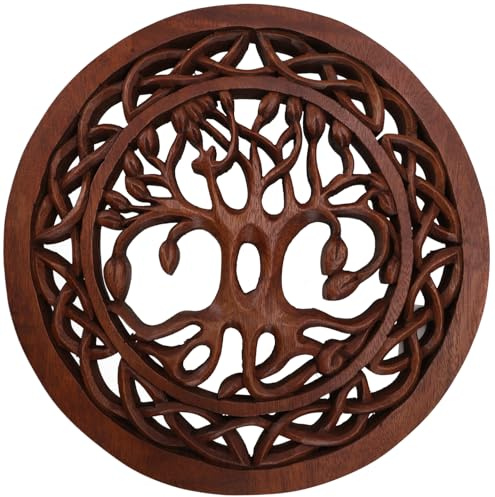 Snidad väggbild Deco Tree of Life handgjord av trä, livets träd