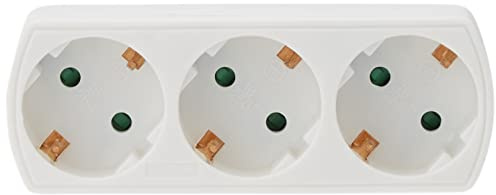 Amig - Adattatore Triplo Schuko a 3 Vie Mod.3210 | Presa di Terra per Apparecchi Elettrici | Tensione Max 250V | Amperaggio 10/16A | Multicolore, Policarbonato