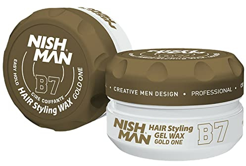 NISHMAN Aqua Gel Wax for Men B7 - Gold One 150g - Gold One Scent - Natural Shine Look - Ultra High Strong Hold - Long-Lasting Control and Definition