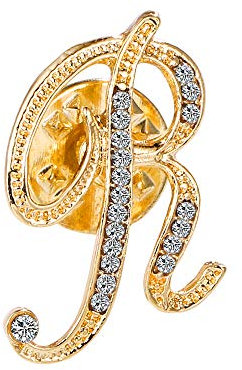 Anfangsbuchstaben-Brosche, kleine Anstecknadel, Krawattennadel, Name, personalisiertes Geschenk für Mädchen, Frauen, Männer, Jungen, Gold A-Z, Zirkonia, Strass, keine Angabe
