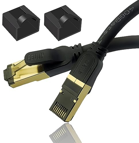 Reulin - PREMIUM Kupfer Litzenkabel RJ45 LAN Cat 8 Ethernet Kabel 14 M lang, SSTP 40 Gbps kompatibel mit Routern Modems 4K 8K Smart TV Boxen Internet PS5 PS4 Xbox Konsolen Spielen 14M