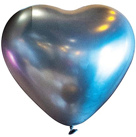Amscan 9908430 - 50 Latexballons Decorator Heart Satin Luxe Platinum, Größe 30 cm, Luftballon, Dekoration, Hochzeit, Geburtstag