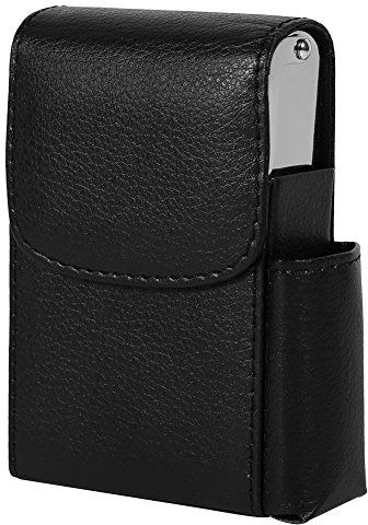 Cigarettfodral för 100 S,Cigarettfodral PU Läder Rök Tobakspåse Tändare Hållare Förvaringslåda Behållare Svart,cigarettfodral för 100 S(Svart)