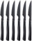 Seeshine Noir Set de couteaux à steak, 6 pièces en acier inoxydable Set de couteaux de cuisine, 22 cm dentelé couteau à manger, manches ergonomiques