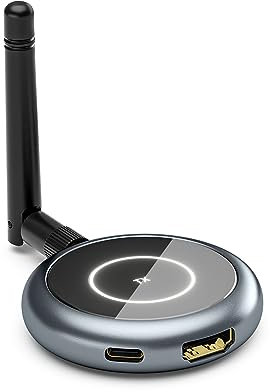 AIMIBO HDMI Wireless Transmitter - Utilize Handy Phone/Tablet as Second Screen via App, Streaming Full HD 1080P@60Hz Video for Mini PC, Laptop, Camera to Touchscreen, with a range of 165 FT/50 M
