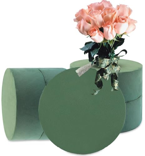 YAYODS 5 Stück Steckschaum Rund 20 x 8 cm - Steckschwamm für Blumen - Grün Steckmasse für Kunstblumen - Steckmoos Gesteck Schwamm zum Basteln für Hochzeiten, Feiern, Garten, Blumen-Deko