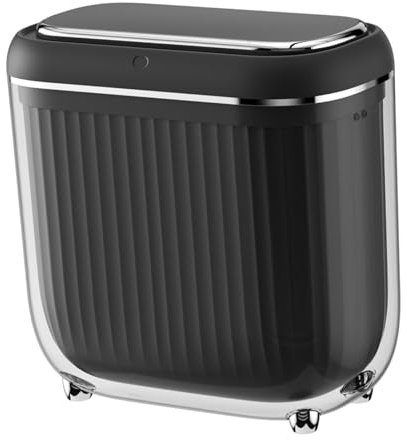 perfk Papelera de baño, Papelera Inteligente, Cesta de Basura, Papelera de Cocina, Papelera Estrecha para Cocina, lavandería, Sala de Estar, Negro