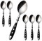 Alata Lot de 6 cuillères à soupe en acier inoxydable - Poignées noires - Poli miroir - Couverts pour la maison, le restaurant, l'hôtel, l'utilisation quotidienne - Série Berlin