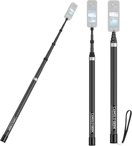 CAMOLOGEEK Perche à Selfie Invisible 3,0m/118 en Fibre de Carbone avec Montage 1/4 pour GoPro Hero 13, 12, 11, 10, 9, 8, DJI Osmo 360 Action 5 Pro 4 3 Insta360 X5, X4, X3