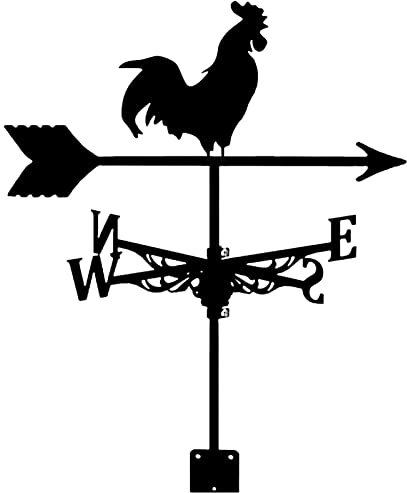 Banderuola segnavento creativa a forma di gallo, banderuola segnavento retrò, durevole, in metallo, indicatore di direzione del nero, da applicare a decorazione, giardino, patio, fienile, fatto