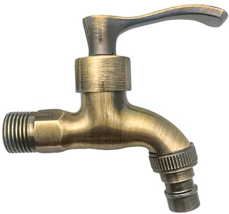 Sarini Grifo Exterior de Bronce para Lavadora, Grifo Vintage para jardín, Grifo Babcock, Uso en Cocina y baño (Bronce)