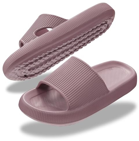 Donpapa Claquettes Femme Homme Chaussons Antidérapantes Pantoufles Douche Sandales Piscine Plage Maison Confortable Soft Intérieur Extérieur Rouge bordeaux 270