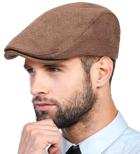 LADYBRO Klassische einfarbige Schiebermütze für Herren, Cabbie Driving Scally verstellbar, Kaffee, Einheitsgröße 56-59cm