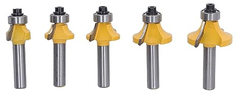 Respicefinem 5 Stück Rundfräser 8 Mm Schaft Hartmetall-Eckenrundfräser Ideal Für Holzbearbeitung Alle Arten Verbundwerkstoffe Sperrholz Hartholz MDF