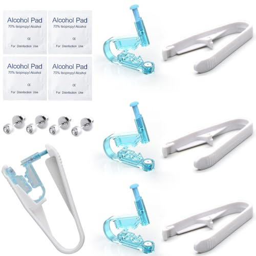 IBXWMNG 8 Piezas Pistolas Desechables para Piercing de Oreja, Pistolas de Perforación sin Dolor Práctico Portátil Kit de Piercings,pistola perforadora de orejas para Niñas, Niños, Mujeres, Hombres