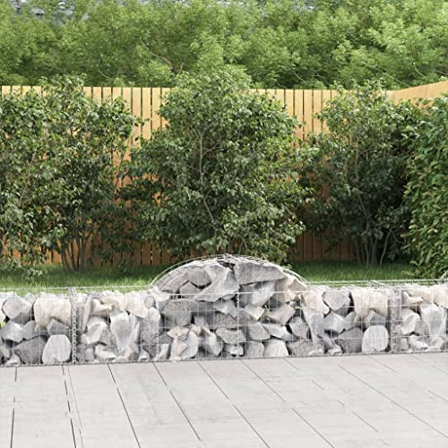HaoChrymec Gabions à Arc Haut with Fer Galvanisé, Design Stable, Gabion Jardinière, Panier à Pierre, Parterre Surélevé en Gabion, Jardin Extérieur, 200 x 50 x 40/60 cm