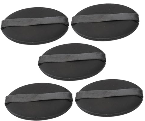 Borla 5 Unidades Redonda Negra para Polvos de Maquillaje | Tejido Elástico, Uso en Casa y Viaje, Accesorios Maquillaje para Acabado Fino