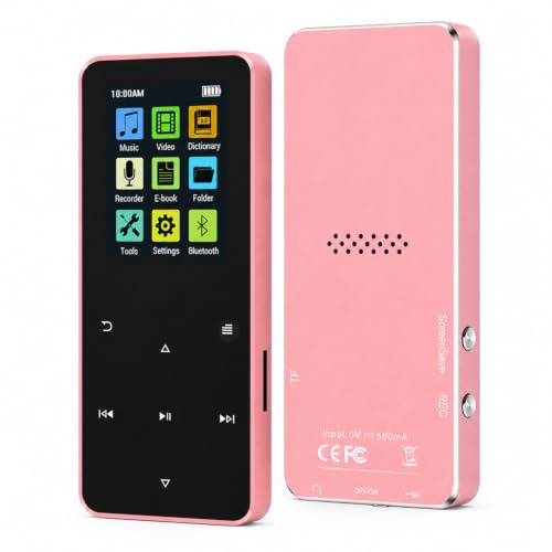 Lecteur MP3 4 Go avec Bluetooth, Écran Tactile HD 1,8 Pouces, Baladeur MP3 Portable pour Enfants, Lecteur de Musique MP3 Compact avec Fonction Audio et Design Léger