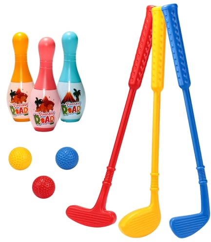 Elnwnnkc Kids Golfing Bowling Practice Set with Clubs and Pin for Indoor Outdoor Skill Training Entertainment Toy Golf Toy for Children