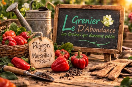 50 graines à semer - Le Grenier d'Abondance - POIVRON Petit Marseillais - Capsicum annuum