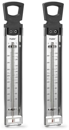Polder Candy/Jelly/Deep Fry Thermometer, Stainless Steel, with Adjustable Sliding Pot Clip Attachment and Quick Reference Temperature Guide