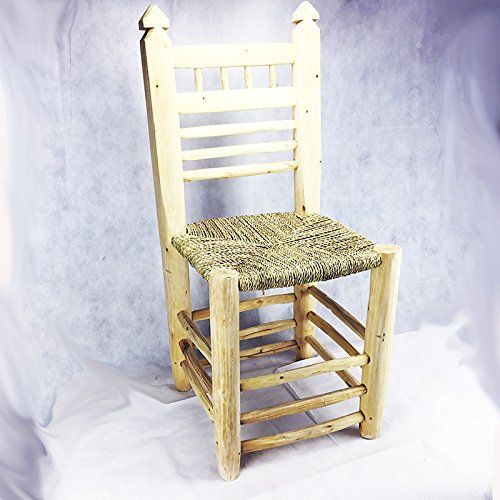 ARTIGIANATO VULCANO Chaise marocaine en bois et paille ethnique en massif