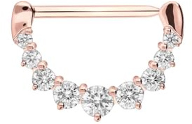 PIERCINGLINE Piercing per capezzolo in acciaio chirurgico, 9 cristalli, piercing per capezzolo, capezzolo, colore e taglia a scelta, 14 mm Innendurchmesser, acciaio chirurgico 316L
