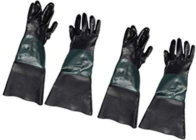 Tubayia 2 Paar 60cm Sandstrahlhandschuhe Arbeitschutz Handschuhe Strahlhandschuhe mit Baumwolle Gefüttert