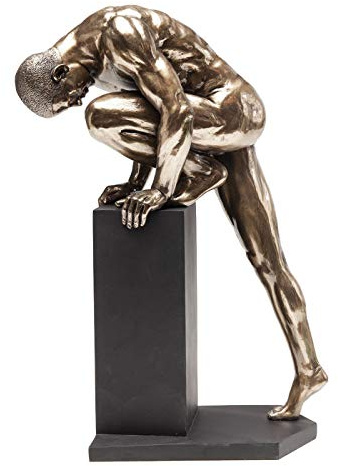 Kare Design Deko Objekt Nude Man Stand Bronze 35cm, Bronzefarbene Skulptur, Nackter Mann, 35,5x25,5x12,5cm, Kupfer