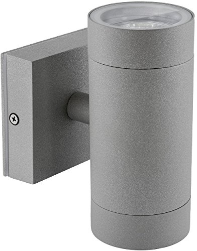 SSC-LUXon LED Außenwandleuchte Up & Down grau IP54 GU10 3W neutralweiß rund