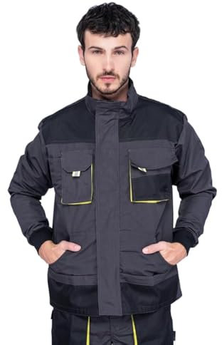 Giubbotto da lavoro uomo, Giacca da lavoro, Doppia tasca per attrezzi, Taglie Grandi Fino S-3XL, Giubbino da lavoro uomo. Abbigliamento da lavoro Qualita, Work jacket (L, Nero/Verde)
