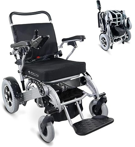 Mobiclinic®, Elektrorollstuhl, Modell troya plus, Aluminium, Europäische marke, Faltbar, Motor, Orthopädisch, Für ältere menschen, Leichtgewicht, Sitz 45 cm, Autonomie 34 km, 2x24v, Farbe schwarz