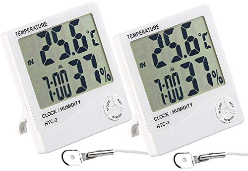 PEARL Scheibenthermometer: 2er-Set Digitale Thermometer & Hygrometer mit Außensensoren (Scheibenthermometer außen, Max Min Thermometer, Kfz)