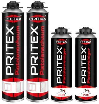 Bauschaum Set 2 x 750ml Pistolenschaum inkl. 2 Pistolenreiniger 500ml PU Schaum Montageschaum