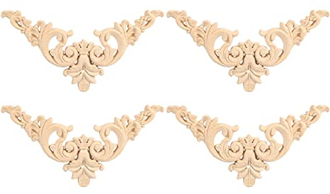 Liyeehao Apliques de Esquina Onlay Apliques de Muebles de Madera, Decoración de Muebles Apliques de Madera Vintage Apliques de Madera Tallada Apliques de Madera Decorativos, Puerta de Adorno(12 * 12)