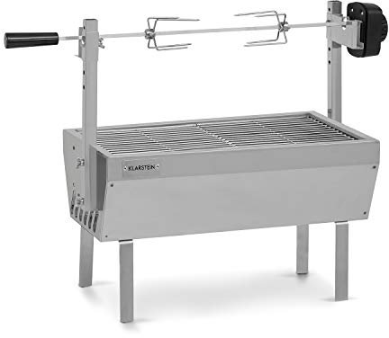 Klarstein 2-in-1 Electric Rotisserie & BBQ Grill, Mini Portable Pig Barbeque with 4 Wheels, Outdoor Spit Roast with 2 Stainless Steel Grates