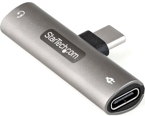 StarTech USB-C Audio- und Ladeadapter, 3,5mm TRRS, 60W PD (CDP235APDM) | Kopfhörer, Headset Buchse, Power Delivery Pass-Through, Handy, Tablet, Laptop