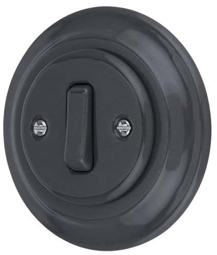 Unterputz Porzellan Retro, Schalter, Wechselschalter, All-in-One, Serie PR1 dunkelgrau