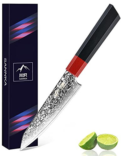 SANNKA Japanese Chef Knife 5 inch Paring Knife Damascus Knife VG10 High Carbon Stainless Steel Kitchen Knife 67-Layer Japanese Knife Sharp Knife Small Kitchen Knife Sharp Knife with Sheath