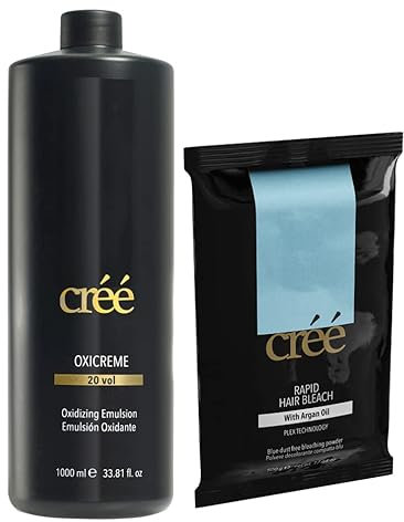 Créé Blondierset mit Blondierungspulver und Entwickler 6% I praktisches Set zum Haare aufhellen I Blondierung in 500g Beutel & Oxidant 20 Vol in 1000 ml Flasche I Bleach Kit für zu Hause