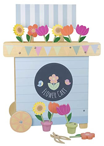 Orange Tree Toys My First Flower Cart - Educational Wooden Garden Toy for Toddlers, Interactive Role Play and Pretend Play - Early Development & Activity Toy for Outdoor