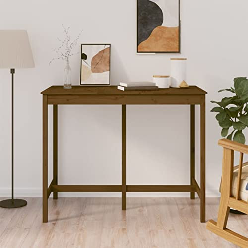 Chusui Bartisch, Küchentisch, Esstisch, Bar Tisch, Minibar Schrank, Bar Möbel, Kuchen Tisch, Kaffeebar Möbel, Honigbraun 140x80x110 cm Massivholz Kiefer