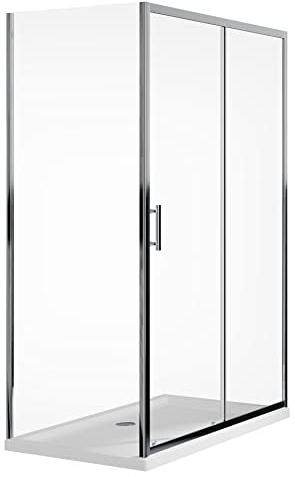 Box Doccia Angolare 70x110cm Apertura Scorrevole da 110cm Parete Fissa da 70cm Vetro Temperato Trasparente 6mm Antinfortunistico Trattamento Anticalcare Maniglia Acciaio Inox Altezza 190cm Tenerife