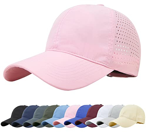 Baynetin Mesh Baseball Kappe, Atmungsaktive Schnell Trocknend Basecap, Masche Freizeit UV Baseballmütze Sport Cap Verstellbar (Hell-Pink)