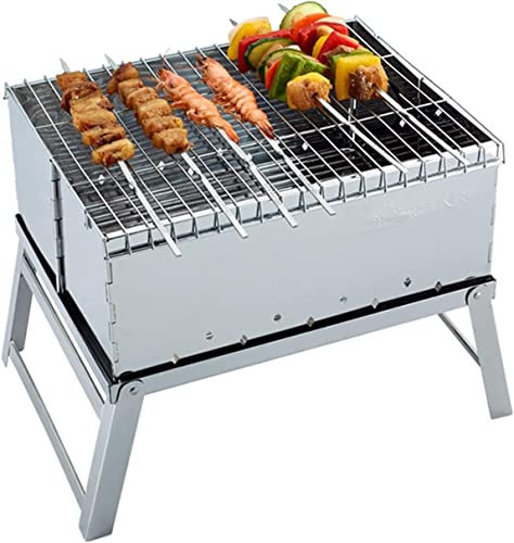 Parrilla de Gas Mini Parrilla de Barbacoa de Acero Inoxidable Parrilla de carbón Barbacoa Plegable portátil para Exteriores, Parrillas de Barbacoa