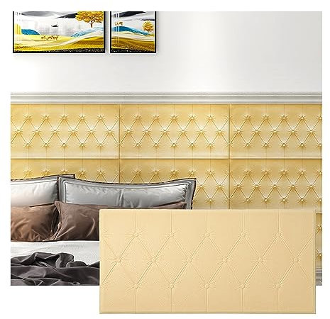 LXBAMKEA Kinder Antikollision Wandaufkleber, PE-Schaum Weich Wasserdicht Hintergrund Dekor Wandmatte, Kinder Bettschutz Wandkissen, Schlafzimmer, Wohnzimmer, Spielzimmer Wandmatte (Color : Beige Colo