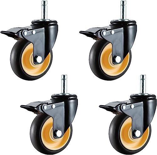 Lenkrollen, Lenkrollen for schwere TPR-Möbel, Lenkrollen for Rollwagen, bewegliche Lenkrollen, industrielle Ersatzrollen, for Karren, Werkbänke, Vorbau M11 x 38 mm, 4er-Set (Bremse 100 mm/4 Zoll) (Co