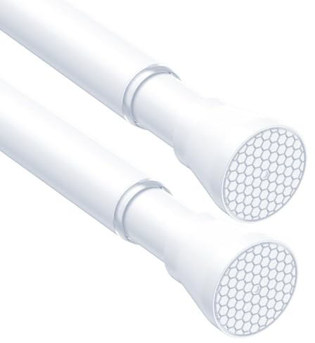 Fvonzn 2 weiße Spannstangen für Fenster, 71,1 bis 121,9 cm, rutschfeste Spannstange, verstellbare Gardinenstange, Federvorhangstange, ohne Bohren, federbelastete Gardinenstangen für Schrank, Fenster,