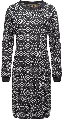 Ragwear Damtröja, skjortklänning, långärmad sweatklänning, vinterklänning, Dassa Aztec XS-6XL, mörkgrå, XL Kort