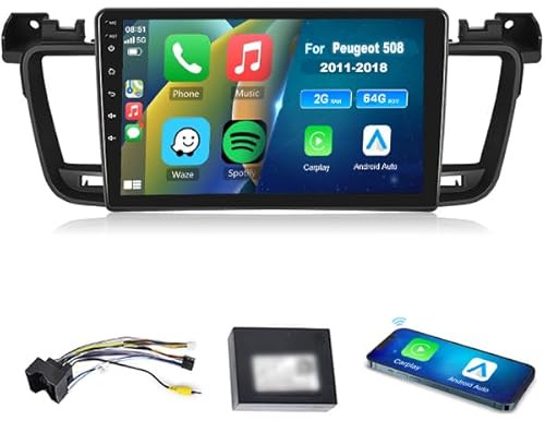 【2+64 GB】 Hodozzy Carplay Android Radio para Peugeot 508 2012-2016,9 Pulgadas Touchcreen estéreo para Coche Bluetooth Manos Libres con Android Auto/GPS/WiFi/FM/RDS/HiFi/USB+Canbus…